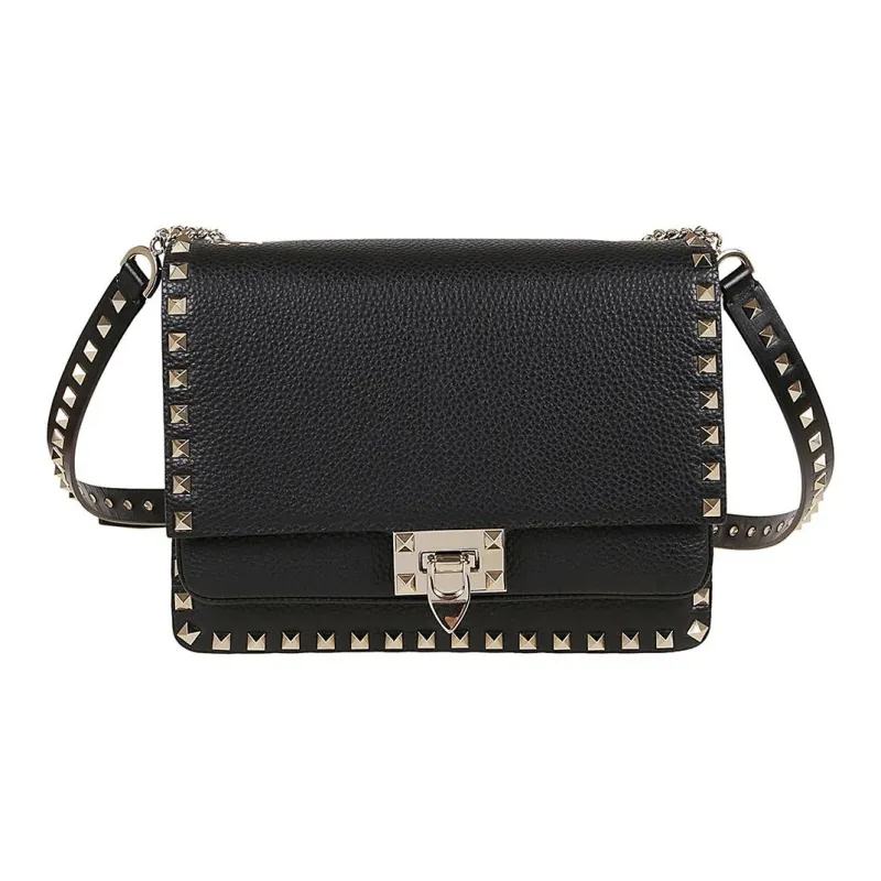 Valentino Calfskin Crossbody Bag Shoulder Bag Women's Black-0