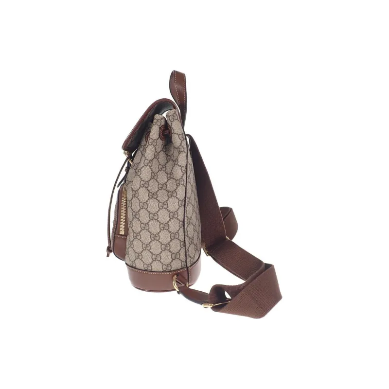 GUCCI GG Retro Series Canvas With Leather Backpack Regular Unisex Ebony/Brown-1