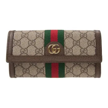 GUCCI Ophidia Canvas With Leather Wallet Women's Light Brown