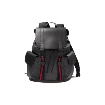 GUCCI Canvas With Leather Backpack Regular Men's Black Gray Color