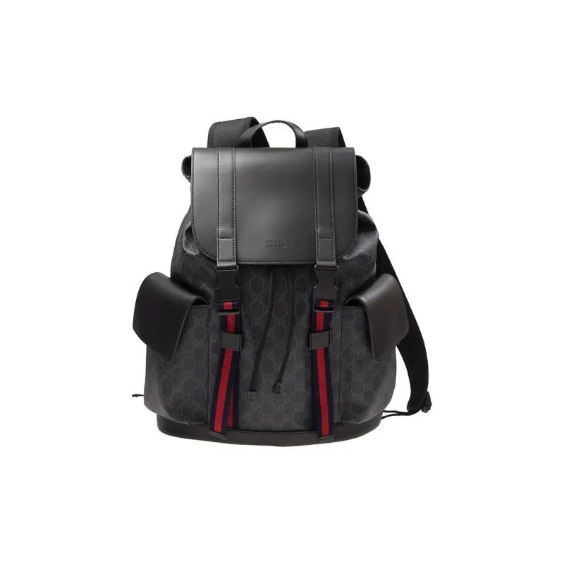 GUCCI Canvas With Leather Backpack Regular Men's Black Gray Color-0