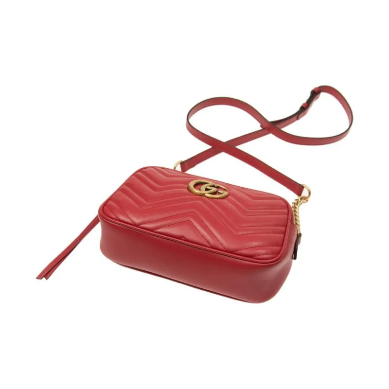 GUCCI GG Marmont Quilting Leather Camera Bags Crossbody Bags Shoulder Bags Women's Red-3