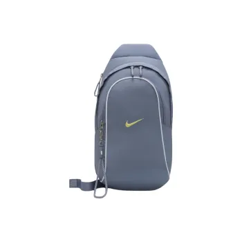 Nike Recycled Polyester One Shoulder Crossbody Bag, Sling Bag Regular Unisex Gray Slate & White & Light Laser Orange