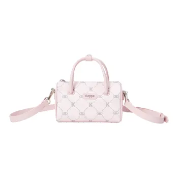 Kappa Matte Leather Boston Bag Cylinder Bag Fashion Handbag Regular Women's Peach Milk Foam Pink
