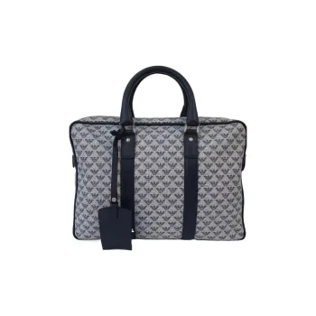 EMPORIO ARMANI Leather With Fabric Handbag Men's Gray