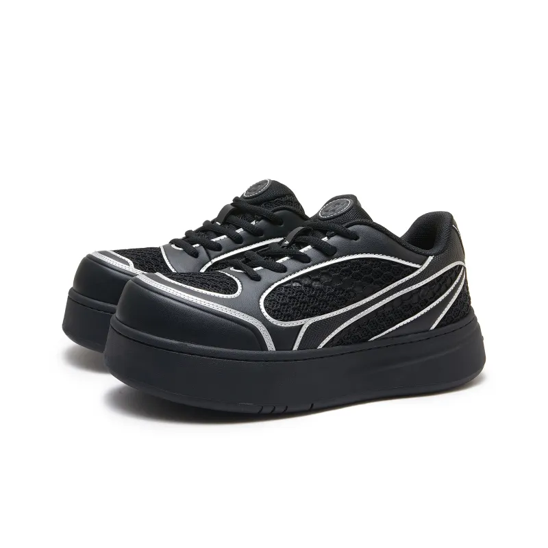 LeStream Lightweight Breathable Support Height Increasing Low Top Skateboard Shoes Unisex Black-4