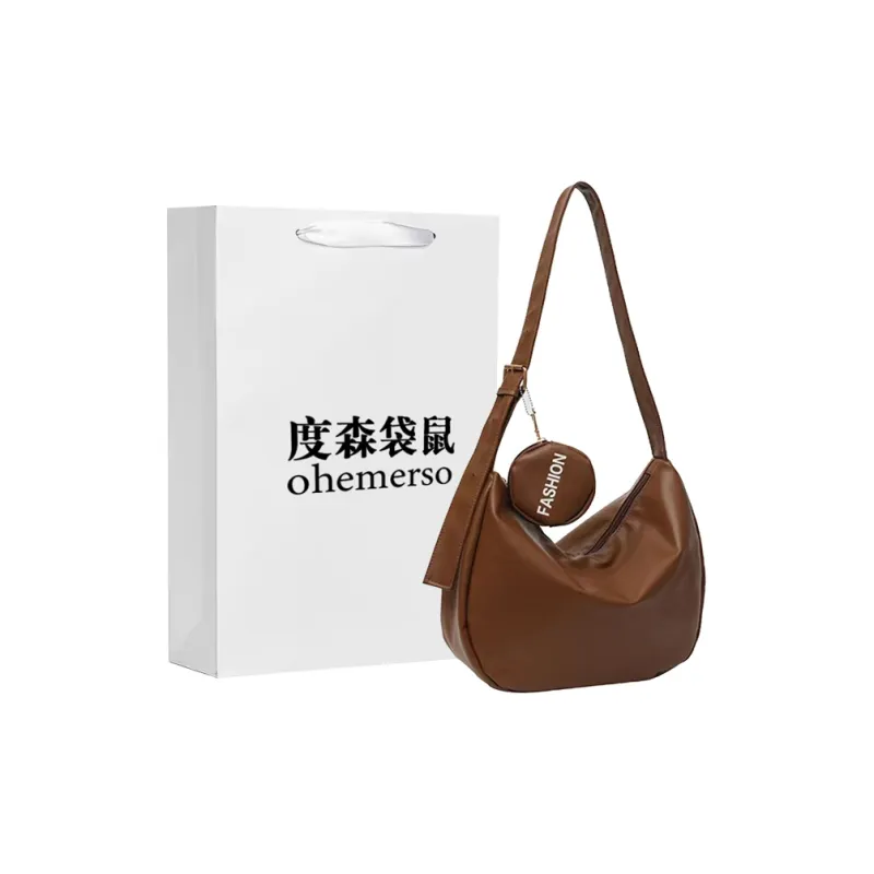 Dusen Kangaroo PU Shoulder Bag Women's Black/Brown/Ecru/Khaki-7