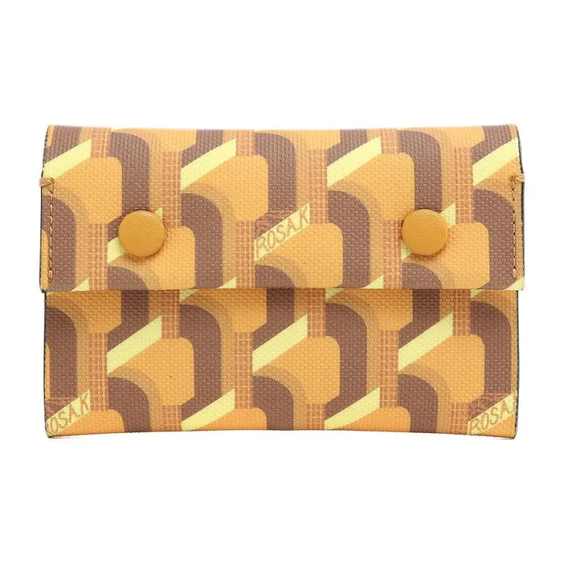 ROSA.K PVC Cow Leather Patchwork Coin Purses Card Holders Women's Yellow-0