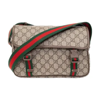 GUCCI Canvas With Leather Binding Messenger Bag Shoulder Bag Crossbody Bag Regular Men's Beige/Ebony