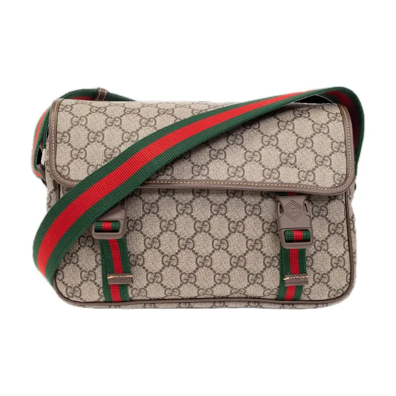 GUCCI Canvas With Leather Binding Messenger Bag Shoulder Bag Crossbody Bag Regular Men's Beige/Ebony-0