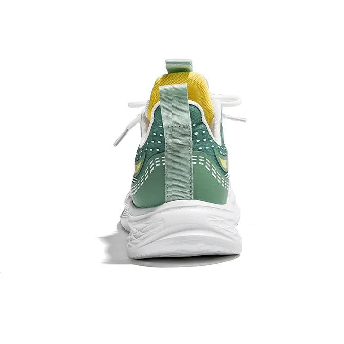 Warrior Cushioning Lightweight Height Increasing Low Top Running Shoes Men's White Green Yellow-3