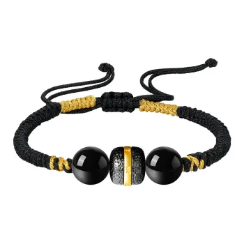 KINGFOCUS Obsidian Jade Bracelet/Anklet Men's