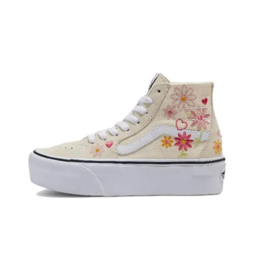 Vans Sk8-Hi Anti-Slip Wear-Resistant High-Top Skateboard Shoes Unisex Ecru
