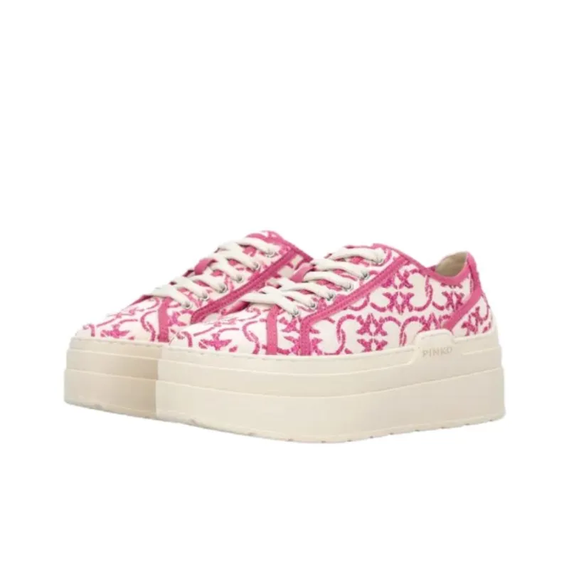 PINKO Greta Love Birds-logo Platform Sneakers-1
