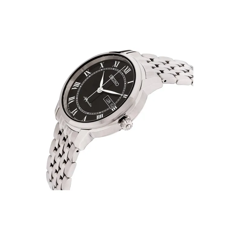 SEIKO Automatic Mechanical Movement Stainless Steel Strap Watch 38.7mm Men's Watches Black Dial-1