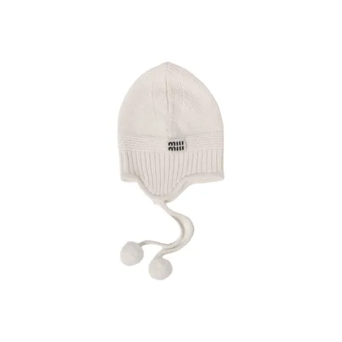 MIU MIU Wool Fabric Beanies Women's White