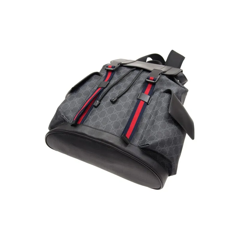 GUCCI Canvas With Leather Backpack Regular Men's Black Gray Color-3