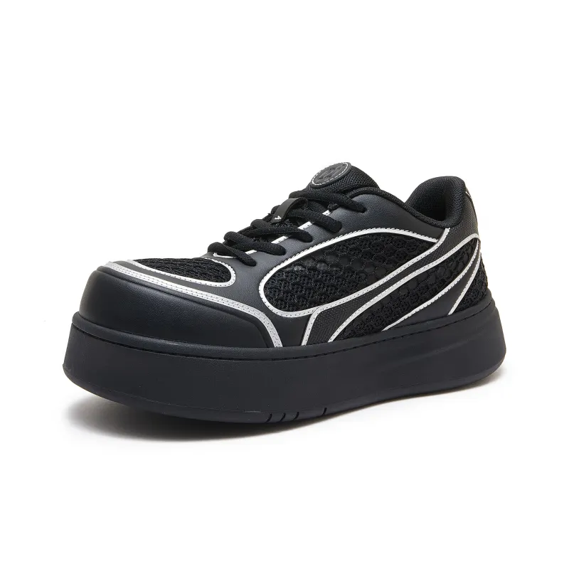 LeStream Lightweight Breathable Support Height Increasing Low Top Skateboard Shoes Unisex Black-1