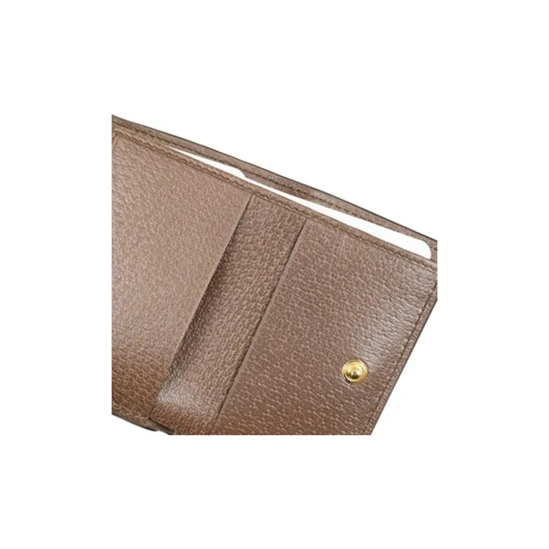 GUCCI Canvas With Leather Wallet Unisex Ebony/Brown-4