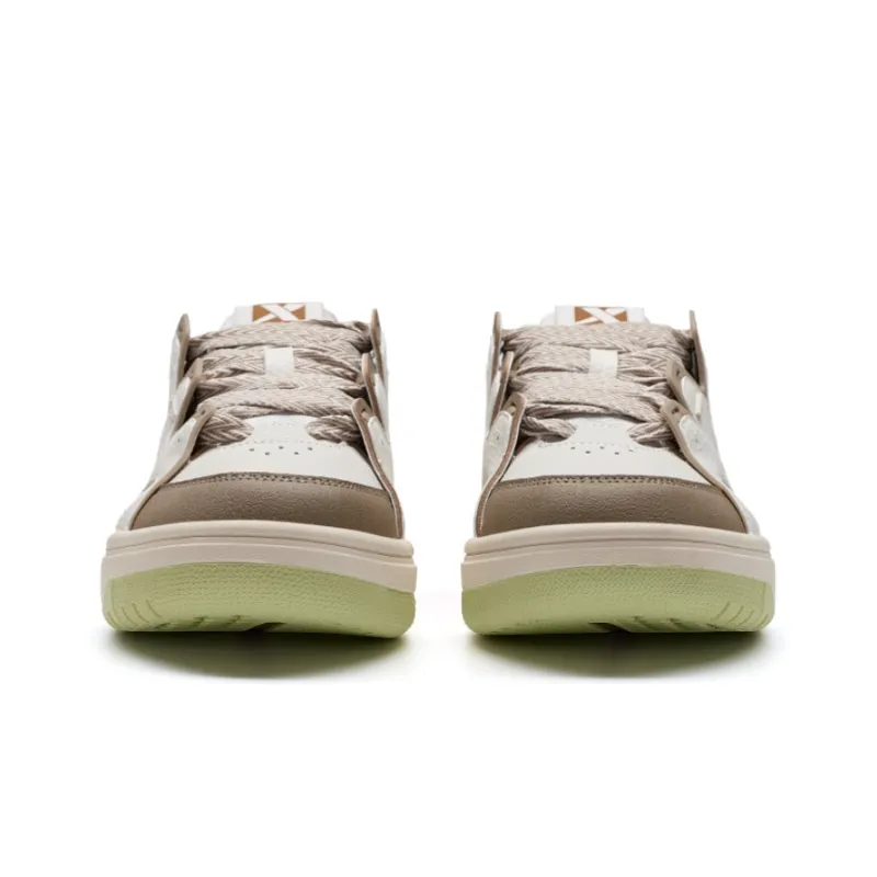 XTEP Skateboard Shoes Men Low Top Honey Tea Brown/White Sand Gray/Light Mist Khaki-5