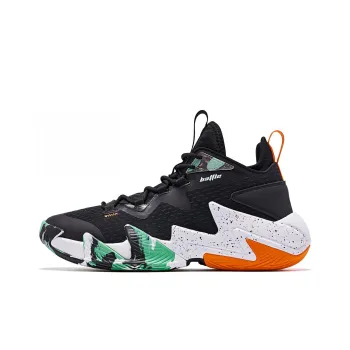 QIAODAN Broken Shadow 2.0 Cushioning Anti Slip And Wear Resistant Mid Top Basketball Shoes Men's Black Orange