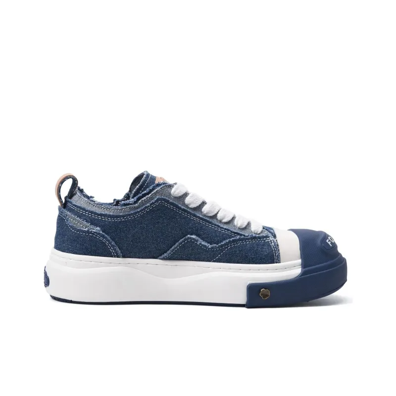 UNNAMED FORCES Cloud Breathable Height Increasing Low Top Canvas Shoes Unisex Denim Blue-1