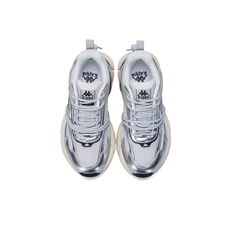Kappa Anti-Slip And Wear-Resistant Breathable High-Top Chunky Sneakers Unisex Cool Gray Silver-3