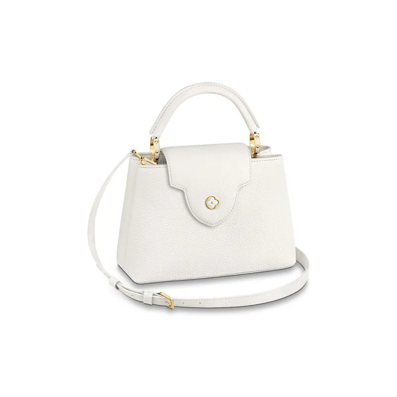 LOUIS VUITTON Capucines Taurillon Leather Handbag Detachable Shoulder Bag, Crossbody Bag Women's Snow-5