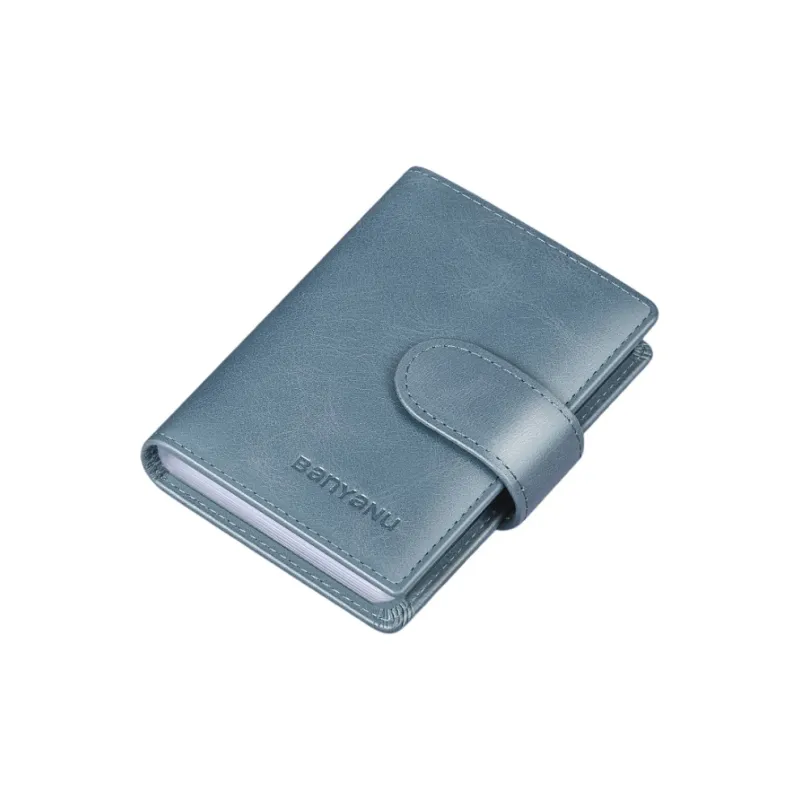 Banyanu Cow Leather Card Holder Regular Unisex Coffee/Black/Khaki/Blue/Burgundy/Purple-9