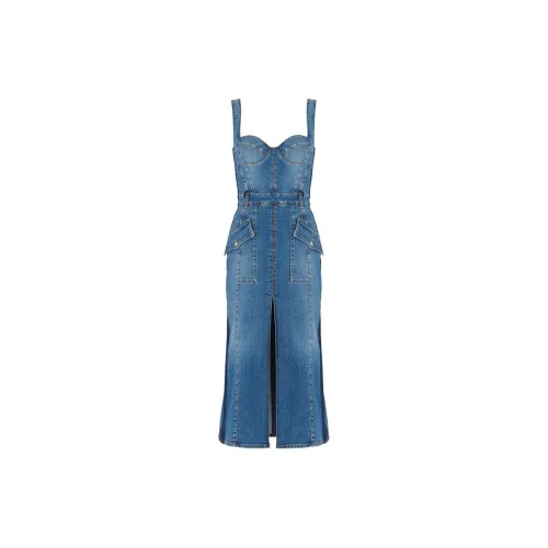 Alexander McQueen SS24 Slip Dresses Women's Blue