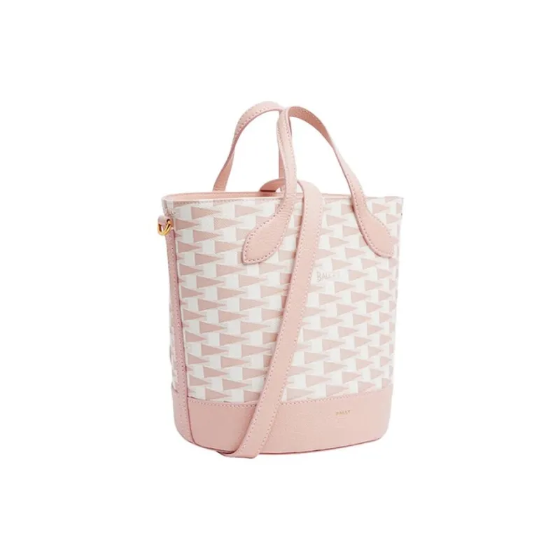 BALLY Cow Leather With Artificial Leather Bucket Bag, Shoulder Bag, Crossbody Bag, Handbag Women's Pink-1