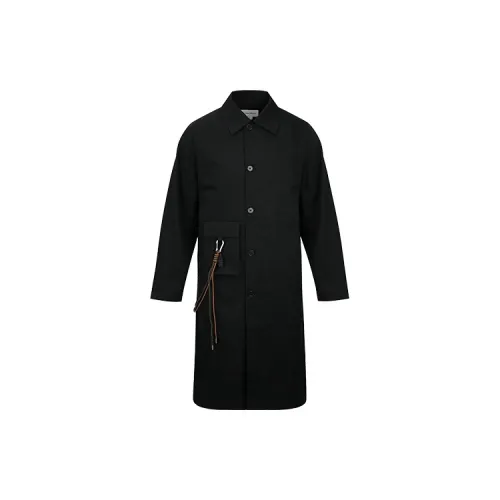 URBAN REVIVO Trench Coats Men Jet Black