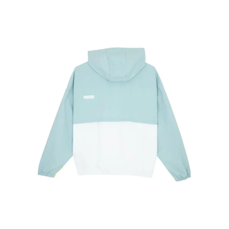 PUMA OVERSIZED HOODED WINDBREAKER Jackets Coats Women's Tropical Lake Blue-1