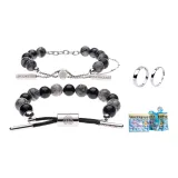 Black dazzling couple bracelet + 925 silver pair ring + Valentine's Day gift box RCDW1539