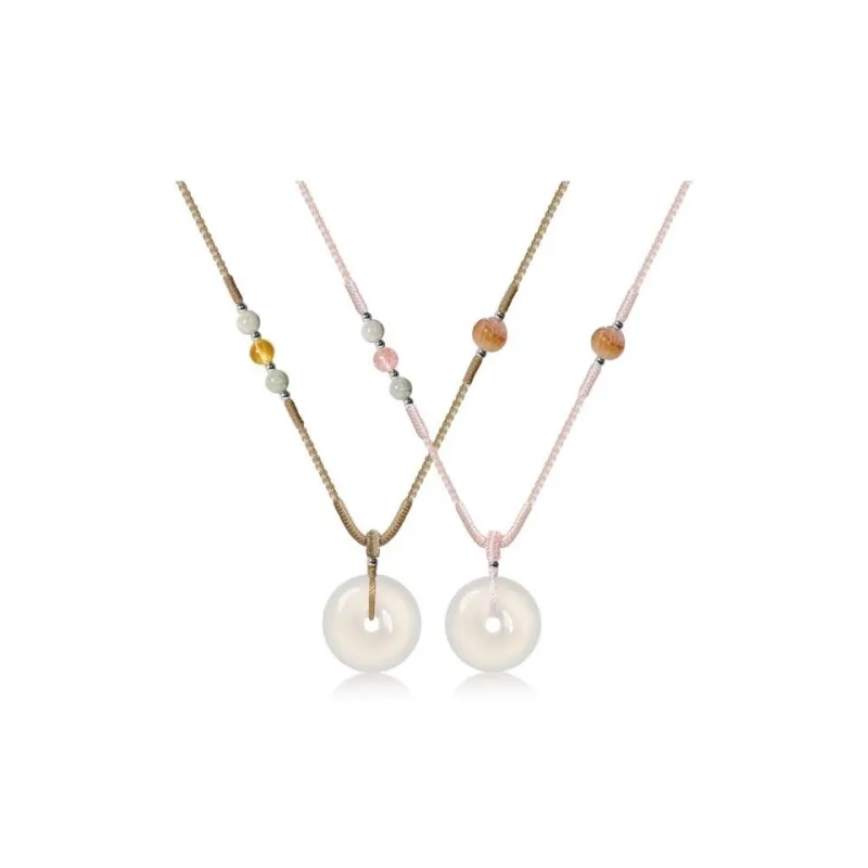 Artisan Lock Heart Jade Chalcedony Necklaces Unisex-8