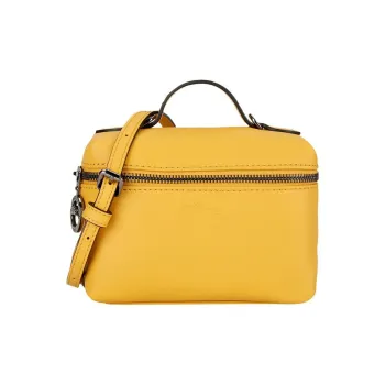 LONGCHAMP Le Pliage Xtra Cow Leather Box Bag Handbag Shoulder Bag Crossbody Bag Mini Women's Apricot Yellow