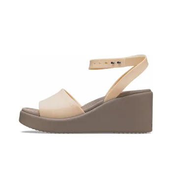 Crocs Brooklyn Ankle Strap Wedge Sandals 'Cream White Brown' Women's