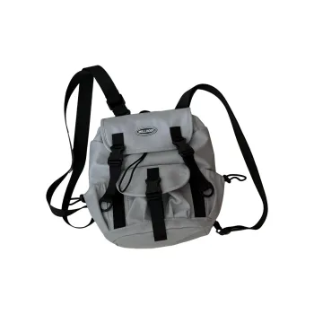 Deli Bear Nylon Backpack Crossbody Bag Regular Unisex Gray/White/Black
