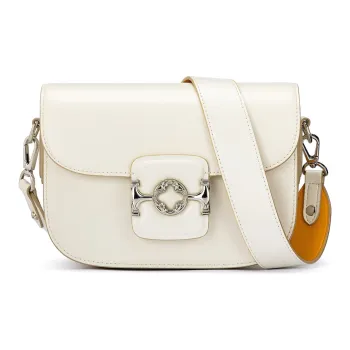 ROBERTA DI CAMERINO Cow Leather Messenger Bag, Saddle Bag, Shoulder Bag, Crossbody Bag Medium Size Women's Black/White