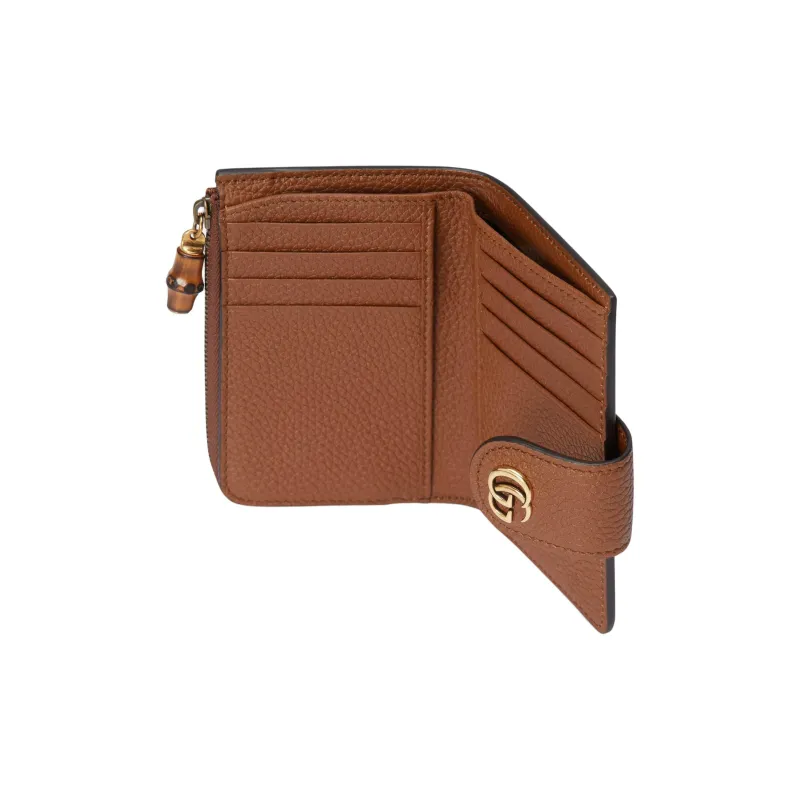 GUCCI Leather Wallet Medium Size Women's Brown-3