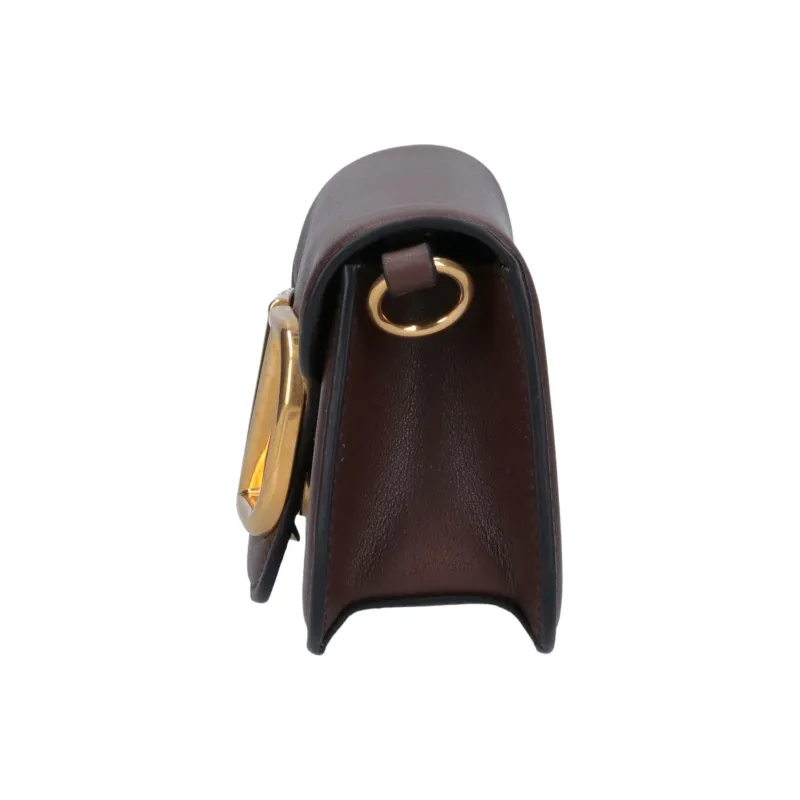 Valentino Locò Leather Crossbody Bag, Shoulder Bag Women's Brown-2