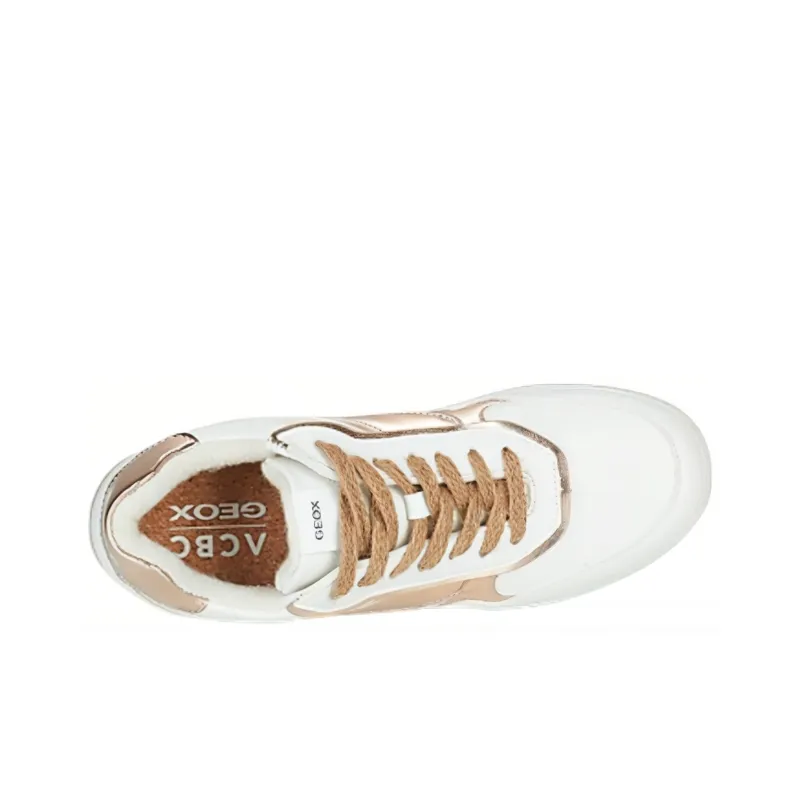 GEOX Wear resistant And Lightweight Low Top Skateboard Shoes Women's White Gold-4