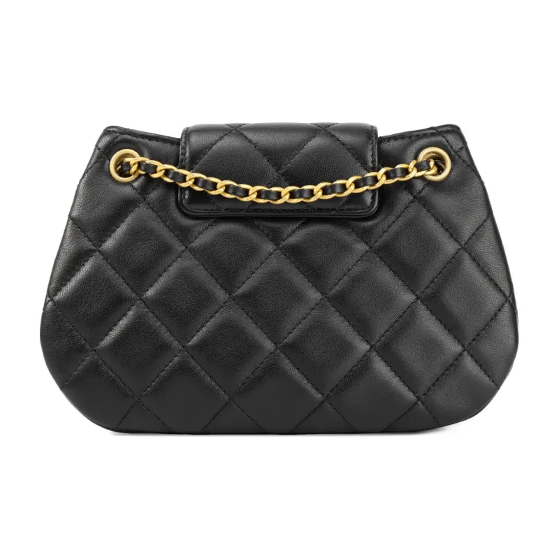 CHANEL Sheepskin Messenger Bag, Shoulder Bag, Crossbody Bag Trumpets Women's Black-2