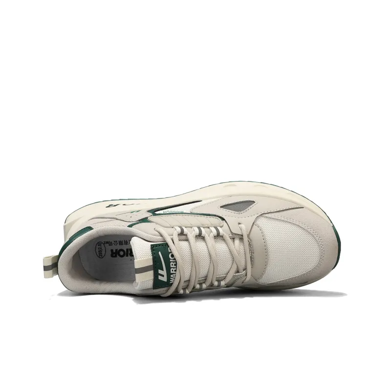 Warrior Height Increasing Abrasion Resistant Low Top Running Shoes Men's Gray Beige Green-2
