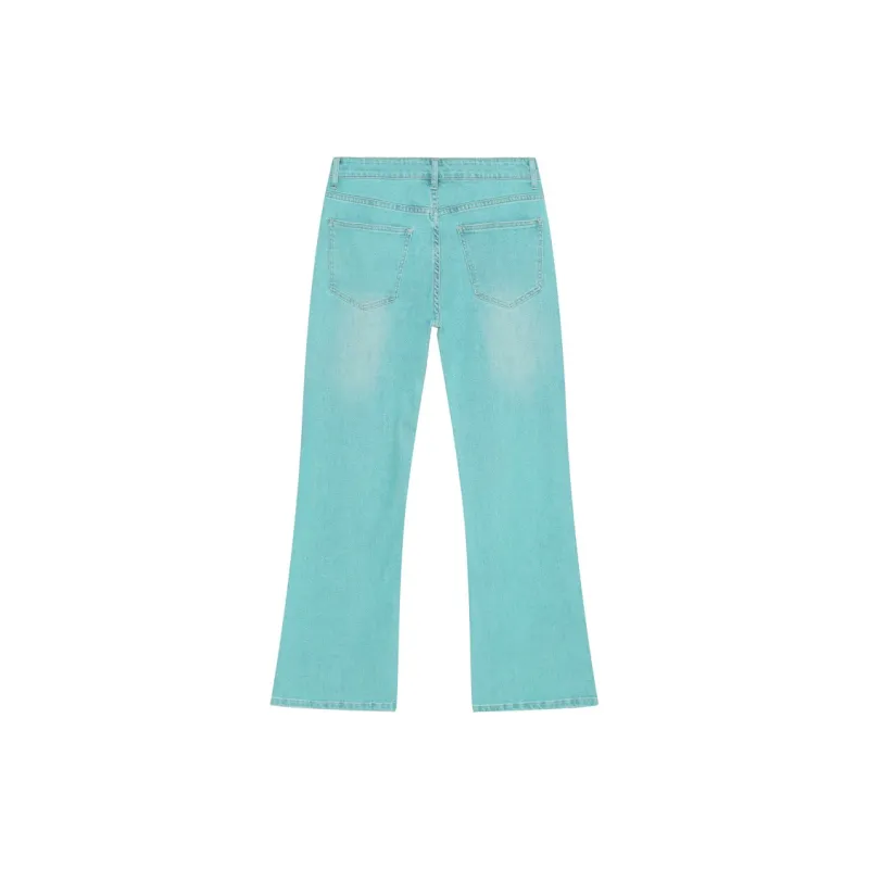 Voguo Relay Niche Jeans Bootcut Unisex Bamboo Leaf Cyan-1
