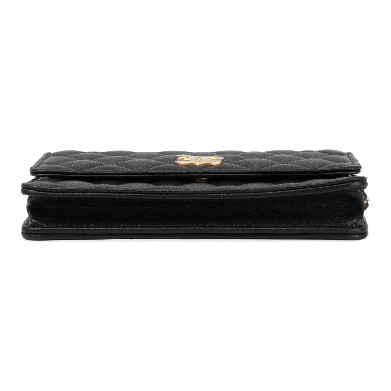 CHANEL WOC Grain Calfskin Crossbody Bag, Shoulder Bag Women's Black-3