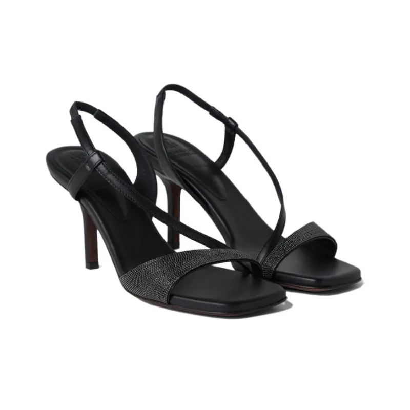 Brunello Cucinelli Monili Chain Square Toe Sandals Women's-2