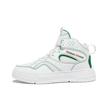 Motion Armor Casual Shoes Unisex High Top White Green, White Black