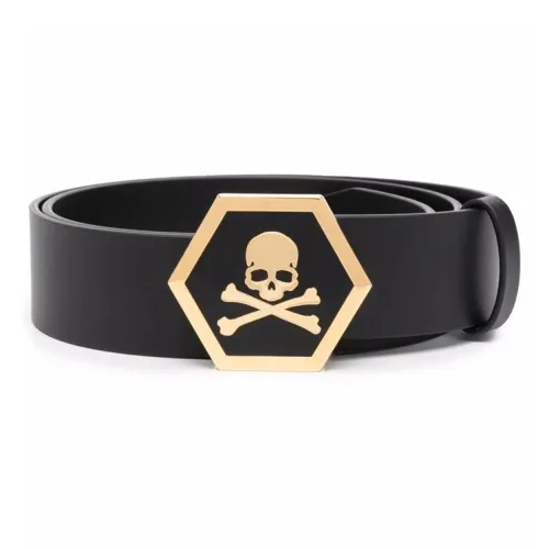 PHILIPP PLEIN Leather Skull-buckle Belt