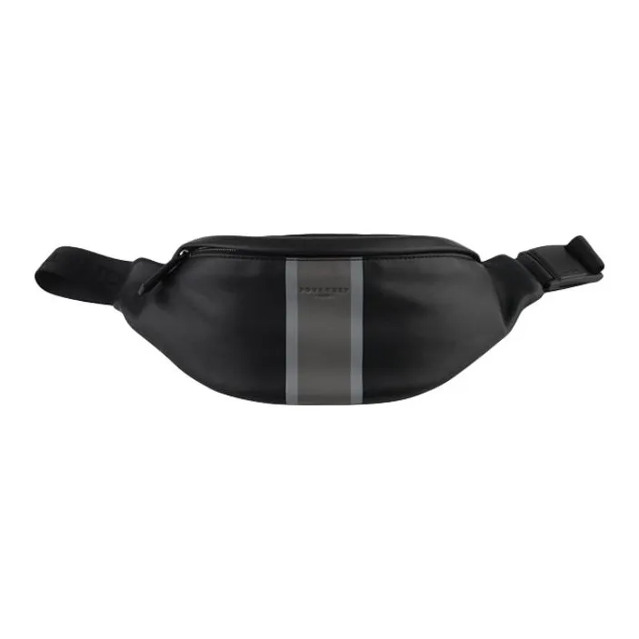 POURCHET Top Grain Cow Leather Fanny Pack Medium Size Men's Black-0